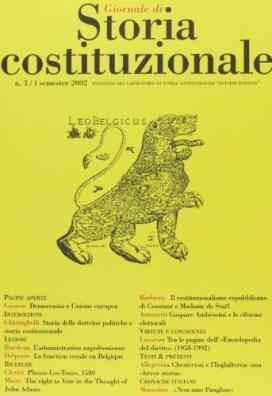Giornale di storia costituzionale. semestrale del laboratorio di storia costituzionale «antoine barnave» (2002). vol. 1