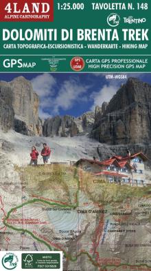 Dolomiti di brenta trek. carta topografica - escursionistica. ediz. italiana, inglese e tedesca