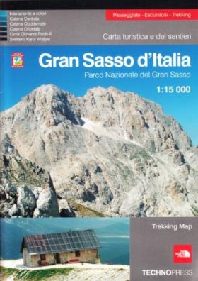 Gran sasso d'italia. parco nazionale del gran sasso 1:15.000. carta turistica dei sentieri