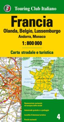 Francia, olanda, belgio, lussemburgo, andorra, monaco 1:800.000 carta stradale e turistica. ediz. multilingue