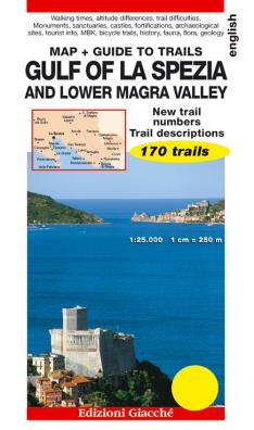 Gulf of la spezia and lower magra valley. map. guide to trails. 170 trails. scale 1:25.000