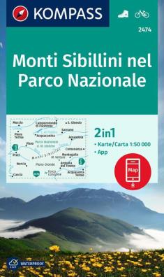 Carta escursionistica n. 2474 monti sibillini nel parco nazionale 1:50.000. con app