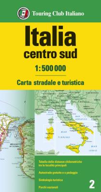 Italia centro sud 1:500.000. carta stradale e turistica