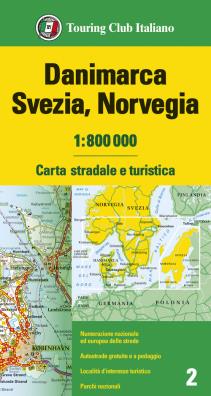 Danimarca, svezia, norvegia 1:800.000. carta stradale e turistica