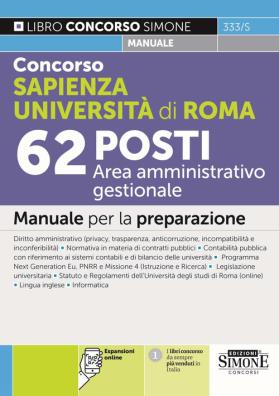Concorso sapienza università di roma 62 posti area amministrativo gestionale. manuale per la preparazione. con estensione online