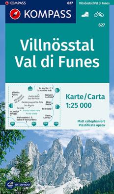Carta escursionistica n. 627. val di funes - villnösstal 1:25.000. ediz. bilingue